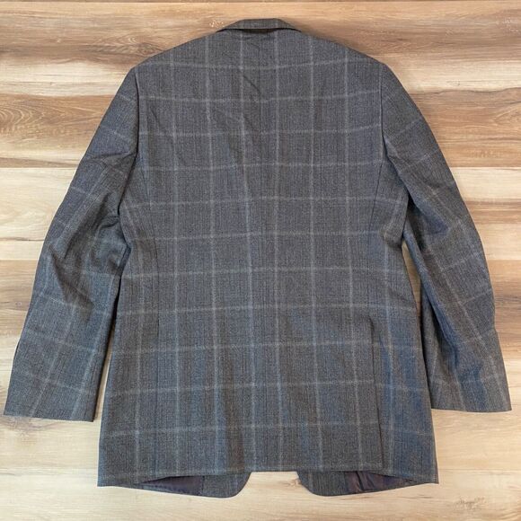 Joseph Abboud Blazer Men 42L Wool Gray Glen Plaid 2 Button Jacket - Picture 13 of 15